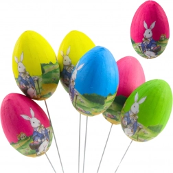 Œufs de Pâques sur fil avec lapin - ensemble de 6 pièces