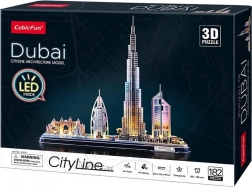 Puzzle 3D lumineux panorama Dubaï CityLine de CUBICFUN, 182 pièces