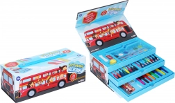 Mallette de dessin pour enfants motif bus, 31 pièces