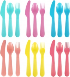Set de couverts en plastique pour 6 personnes, 18 pièces