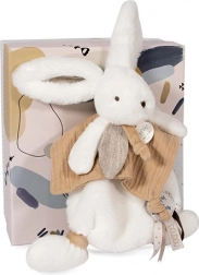 Doudou lapin en peluche avec doudou beige 25 cm
