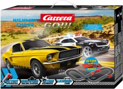 circuit Carrera GO Highway Chase 4,3 m avec tremplin et voitures Chevrolet Camaro et Ford Mustang