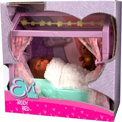 poupée Evi Love avec lit et guirlande d’étoiles lumineuses