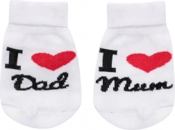 Chaussettes bébé en coton I Love Mum & Dad blanches (taille 62, 3–6 mois)
