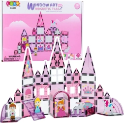 Jeu de construction magnétique pour filles avec fenêtres, rose, 50 pièces