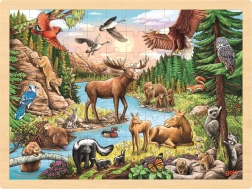 GOKI puzzle en bois Faune sauvage d’Amérique du Nord 96 pièces