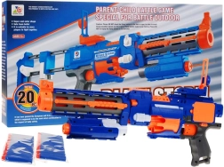 Blaze Storm blaster en mousse électrique 2-en-1 avec crosse, laser et 20 fléchettes (8+)