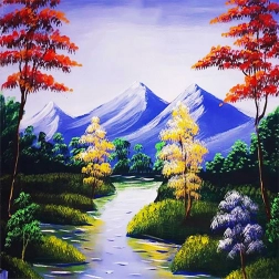 Peinture diamant Ruisseau de montagne 30 x 40 cm