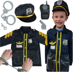 Costume de carnaval policier pour enfants avec ensemble d'accessoires, menottes et chapeau, pour âges 3-8 ans
