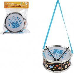 Tambour en plastique avec sangle et baguettes 23 × 10 cm