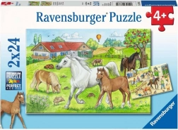 RAVENSBURGER Puzzle Dans les écuries 2x24 pièces