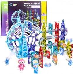 Ensemble de piste à billes magnétique en blocs magnétiques, lumineux, 120 pièces