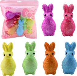 Lapins de Pâques en mousse avec paillettes, colorés, lot de 6