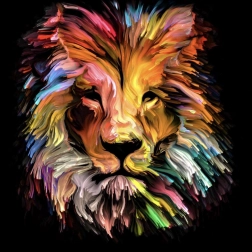 Peinture diamant lion coloré 30x40 cm