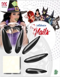 Ongles adhésifs de sorcière longs noirs