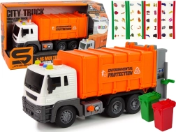 Camion-benne de tri orange 1:16 à friction avec effets sonores