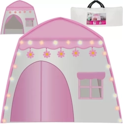 Tente en tissu pour enfants en forme de petite maison avec guirlande LED cotton balls