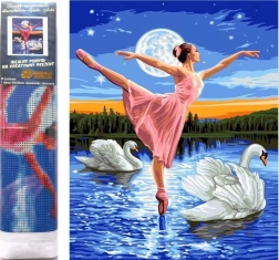 Peinture diamant Ballerine parmi les cygnes 30x40 cm