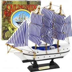 Maquette décorative de voilier bleu et blanc 18x17 cm