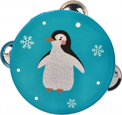 Tambourin avec pingouin pour enfants 13 cm