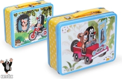 Mallette en métal taupe bleue 19,5 x 7,5 x 16,5 cm