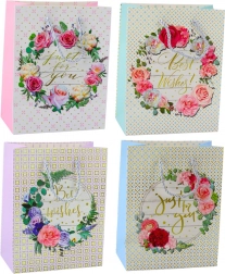 Sac Cadeau Motifs Floraux Best Wishes 23 x 18 x 10,5 cm