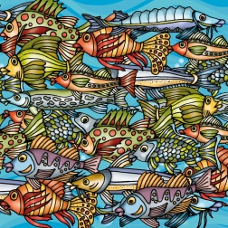 Puzzle carré Q Colour Mix : poissons, 72 pièces