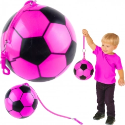 Balle en caoutchouc style ballon de football avec poignée élastique rose 22 cm