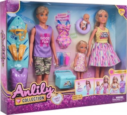 Set familial de plage avec poupées et accessoires