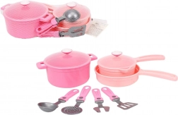 ensemble vaisselle de cuisine pour enfants rose en filet