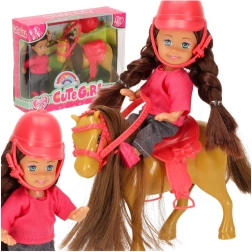 poupée avec poney – set d’équitation 5 pièces