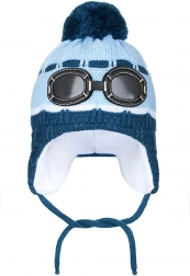 bonnet d’hiver pour enfants New Baby avec lunettes bleu clair