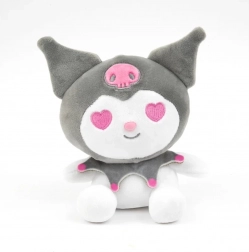 Peluche Kuromi 32 cm – grise avec fraise (collection HELLO KITTY)