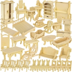 Kruzzel meuble en bois pour maison de poupées 34 pcs