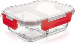 Boîte alimentaire en verre compartimentée avec couvercle et joint 1,3 l