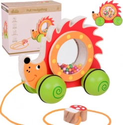 Hérisson en bois à tirer avec billes colorées