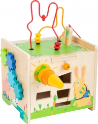 Cube d’activités lapin – cube en bois avec labyrinthe et xylophone