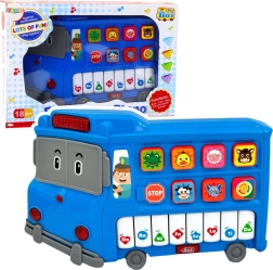 Petit piano électrique éducatif pour enfants – bus, bleu