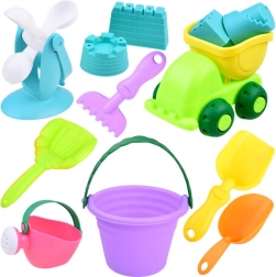 Ensemble de jouets de sable avec seau coloré et petite voiture