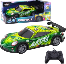 Voiture RC de course avec carrosserie lumineuse, verte