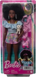 Barbie deluxe poupée mode – patineuse tendance avec accessoires et chiot