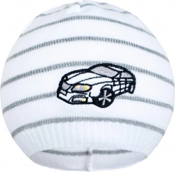 Bonnet de printemps avec petite voiture New Baby blanc–gris foncé