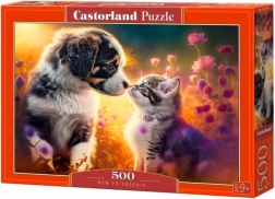 Puzzle 500 pièces CASTORLAND – nouvelle amitié (chien et chat)