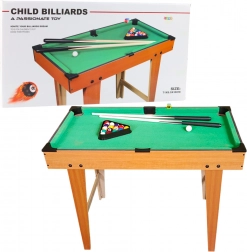 Mini table de billard en bois avec jeu de boules, queues, triangle et craie