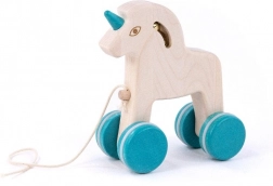 Bajo jouet à tirer en bois licorne