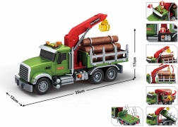 Camion de transport avec grue et rondins en bois 1:14