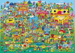 Puzzle 1000 pièces Village plein de doodles – Jon Burgermann, HEYE
