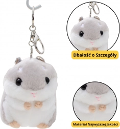Porte-clés Hamster en peluche Gris 10 cm