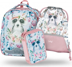 Ensemble scolaire Shelly Raton laveur : cartable, trousse et sac