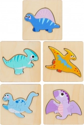 Puzzle en bois Dinosaures 11 x 11 cm
